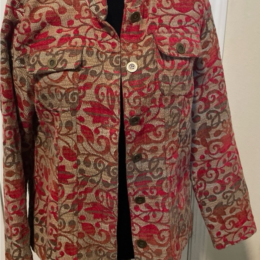 Christopher & Banks Red and Brown Utility Jacket